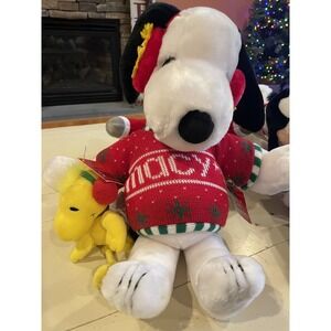 1972 Vintage 20" Tall Plush SNOOPY Peanuts Macy's Christmas Holiday Woodstock